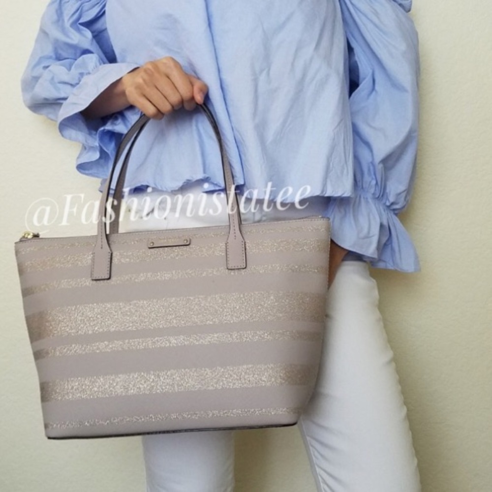 NWT KATE SPADE NEW YORK HANI HAVEN LANE STRIPE BAG - Picture 2 of 8